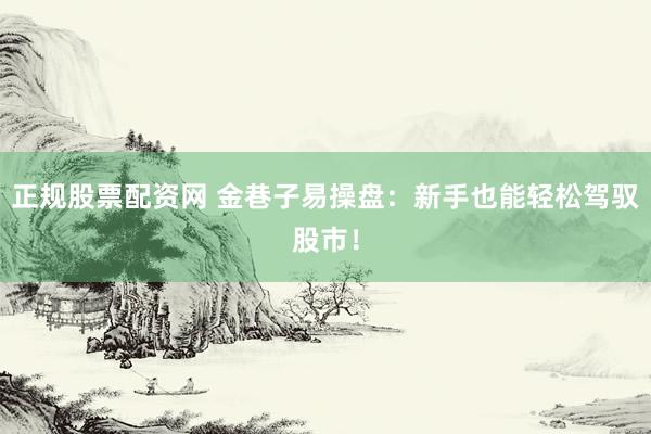 正规股票配资网 金巷子易操盘：新手也能轻松驾驭股市！