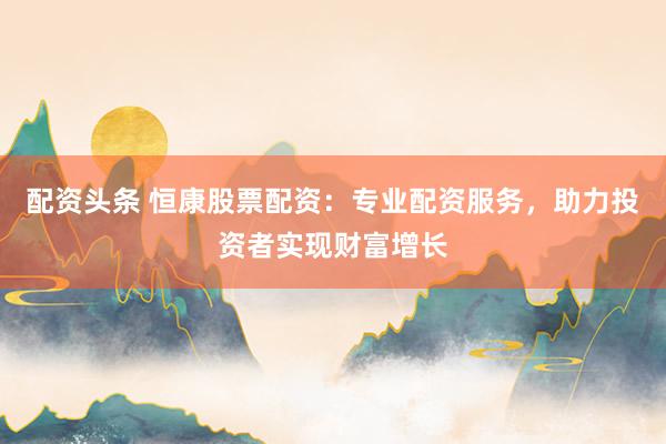 配资头条 恒康股票配资：专业配资服务，助力投资者实现财富增长