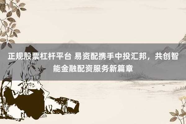 正规股票杠杆平台 易资配携手中投汇邦，共创智能金融配资服务新篇章