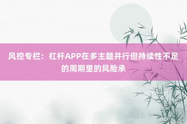 风控专栏：杠杆APP在多主题并行但持续性不足的周期里的风险承