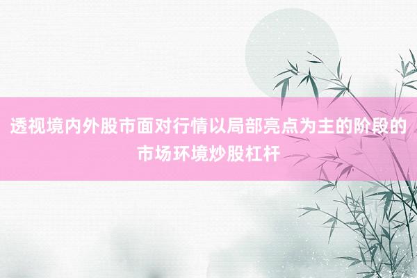 透视境内外股市面对行情以局部亮点为主的阶段的市场环境炒股杠杆