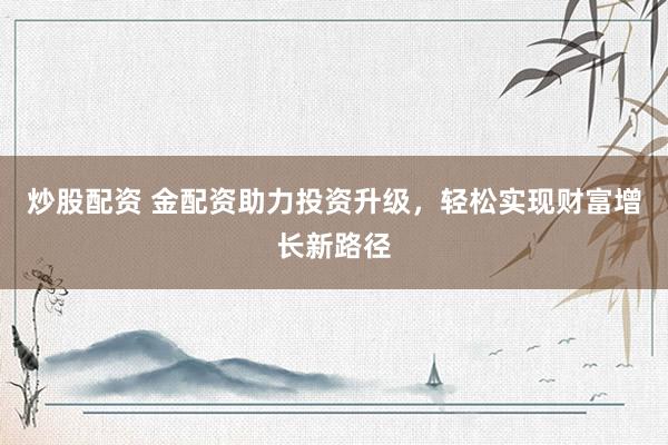 炒股配资 金配资助力投资升级，轻松实现财富增长新路径